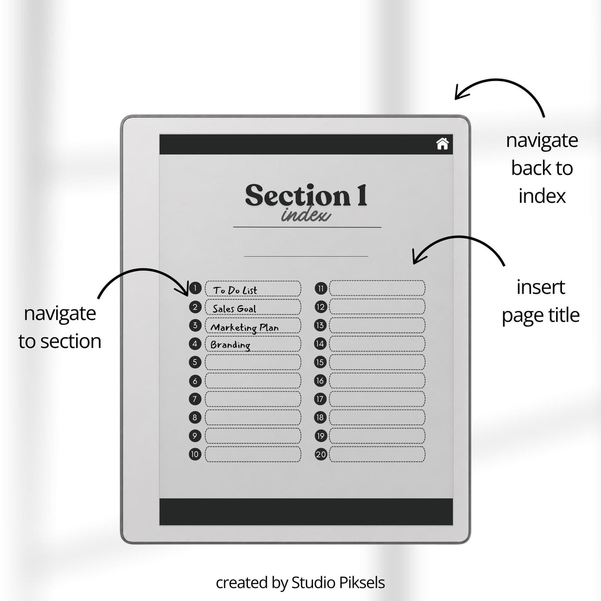 Legal Pad Paper Notebook with Custom Index for reMarkable Paper Pure