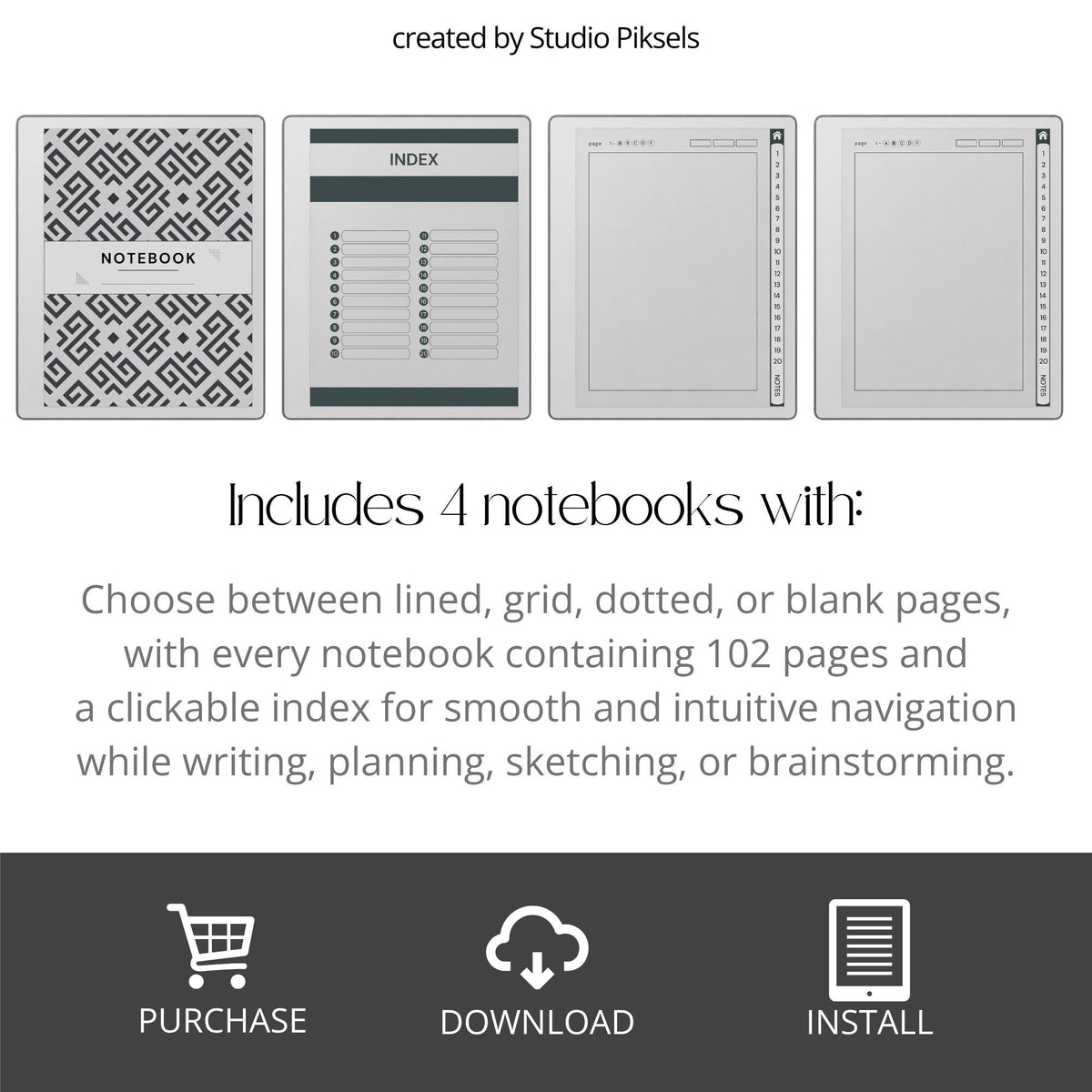 Custom Index Notebook Bundle for reMarkable Paper Pure