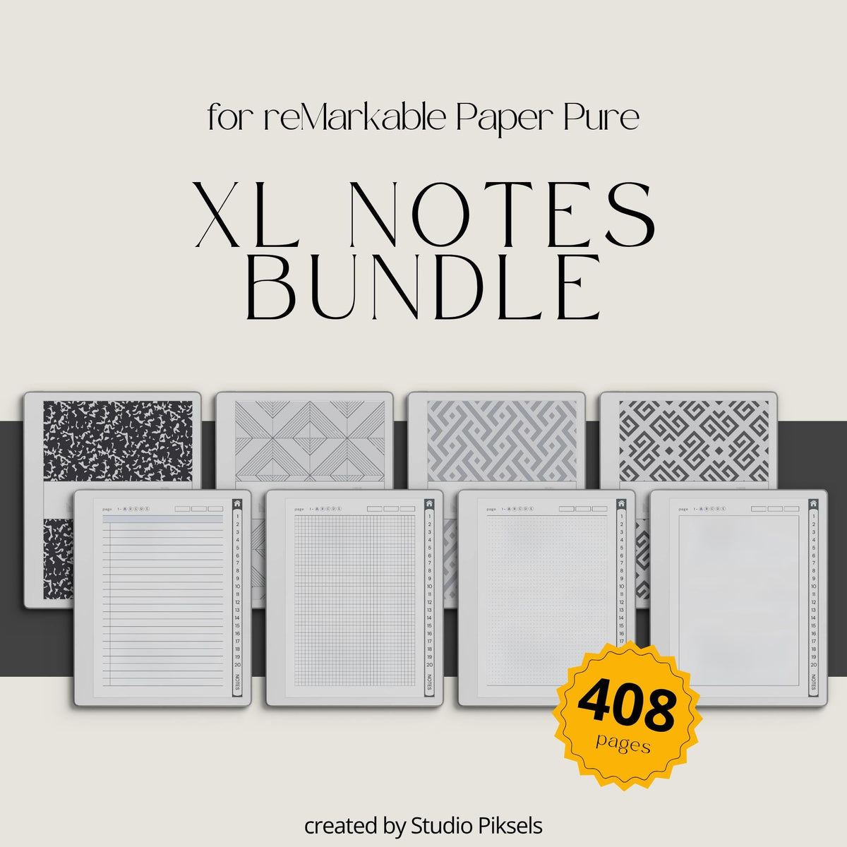 Custom Index Notebook Bundle for reMarkable Paper Pure