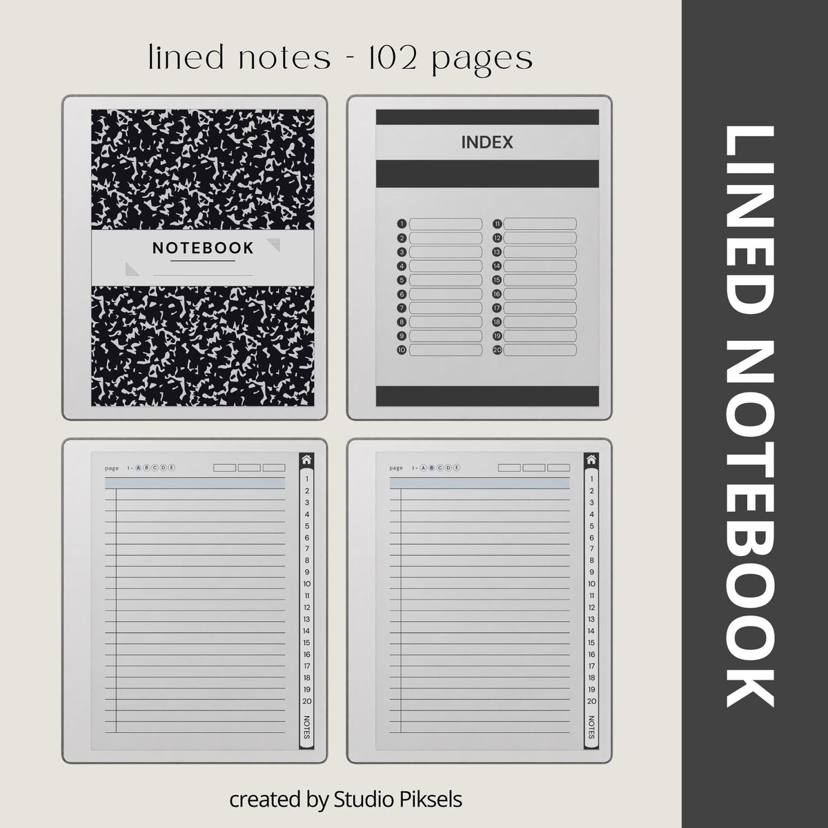 Custom Index Notebook Bundle for reMarkable Paper Pure