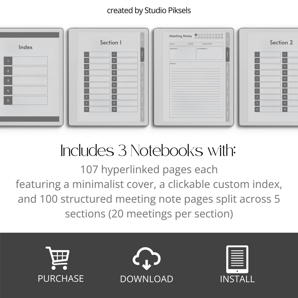 Meeting Minutes Notebook Bundle for reMarkable Paper Pure