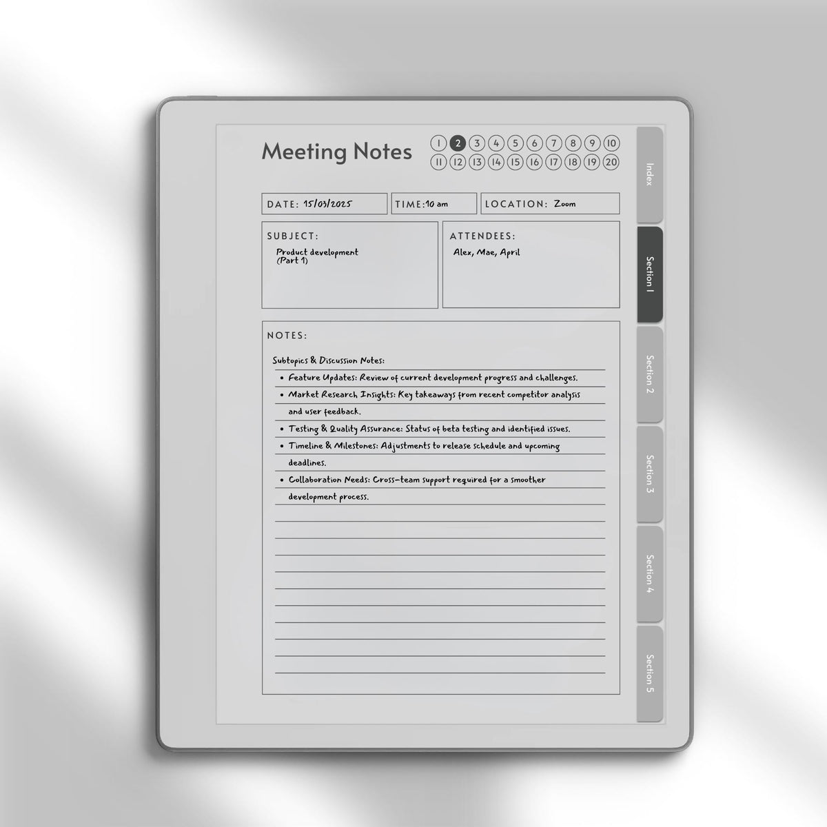 Meeting Minutes Notebook Bundle for reMarkable Paper Pure