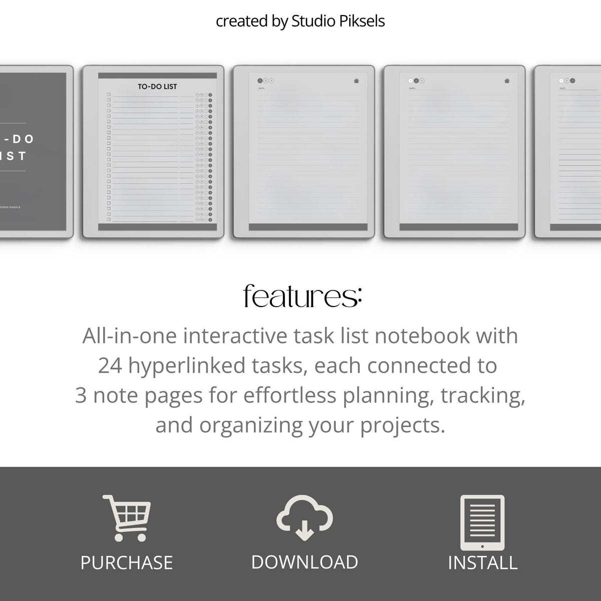 Interactive To Do List Notebook for reMarkable Paper Pure