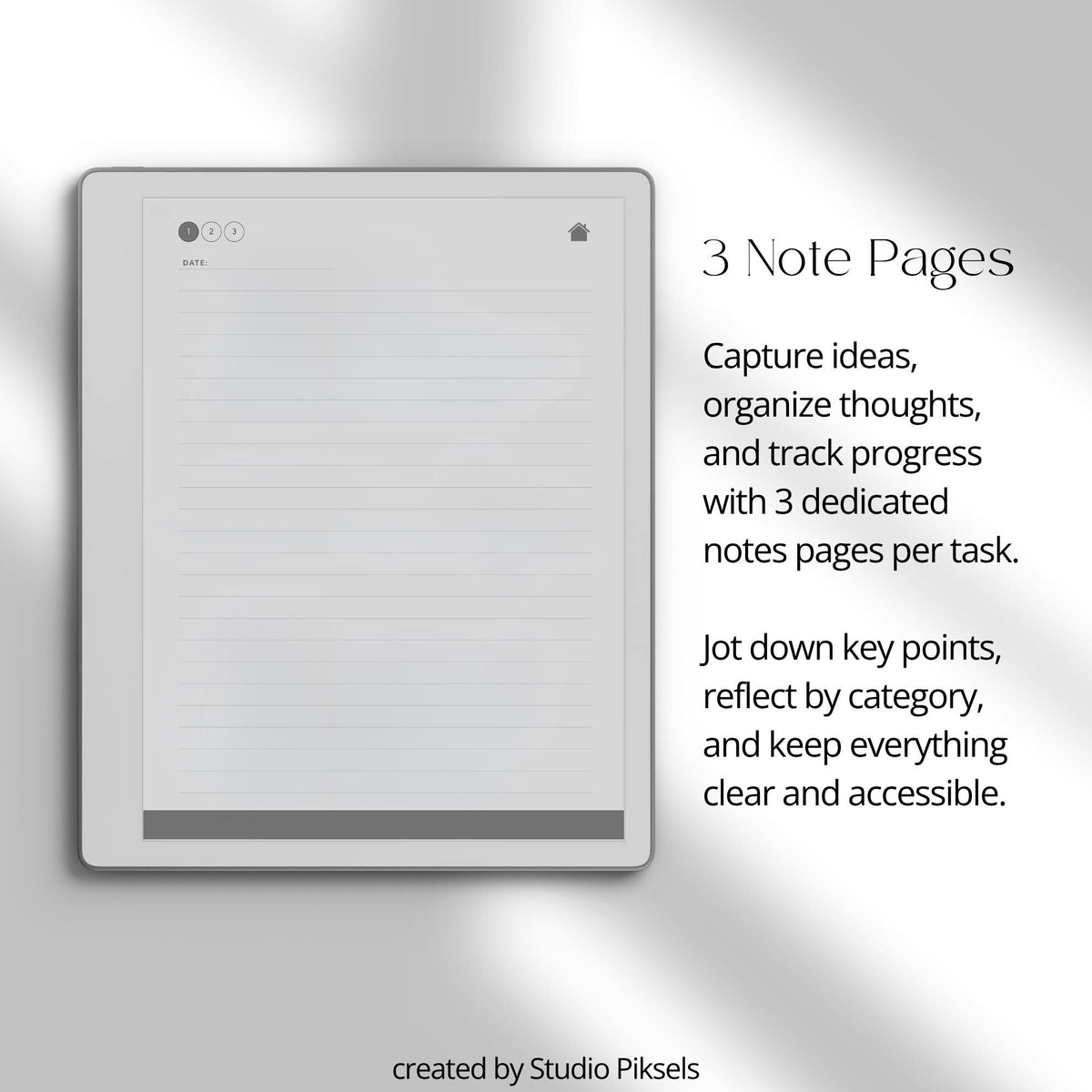 Interactive To Do List Notebook for reMarkable Paper Pure