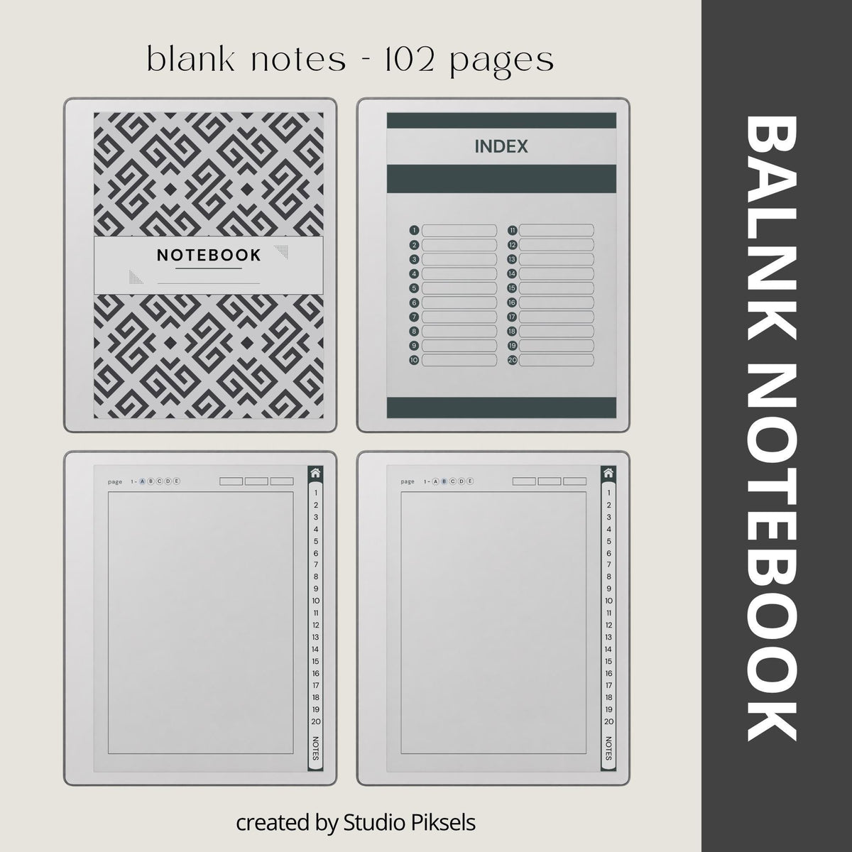 Custom Index Notebook Bundle for reMarkable Paper Pure