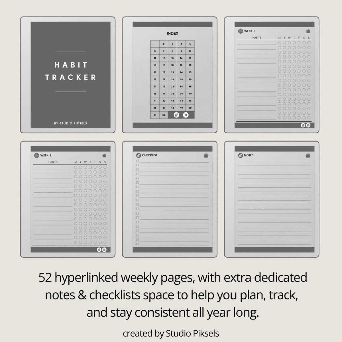 Weekly Habit Tracker for Remarkable Paper Pure
