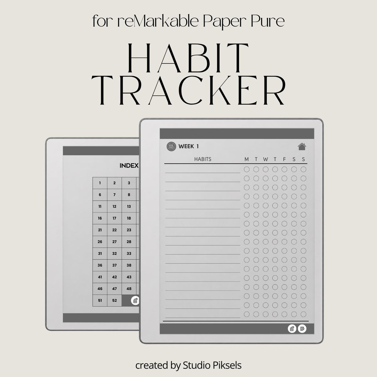 Weekly Habit Tracker for Remarkable Paper Pure