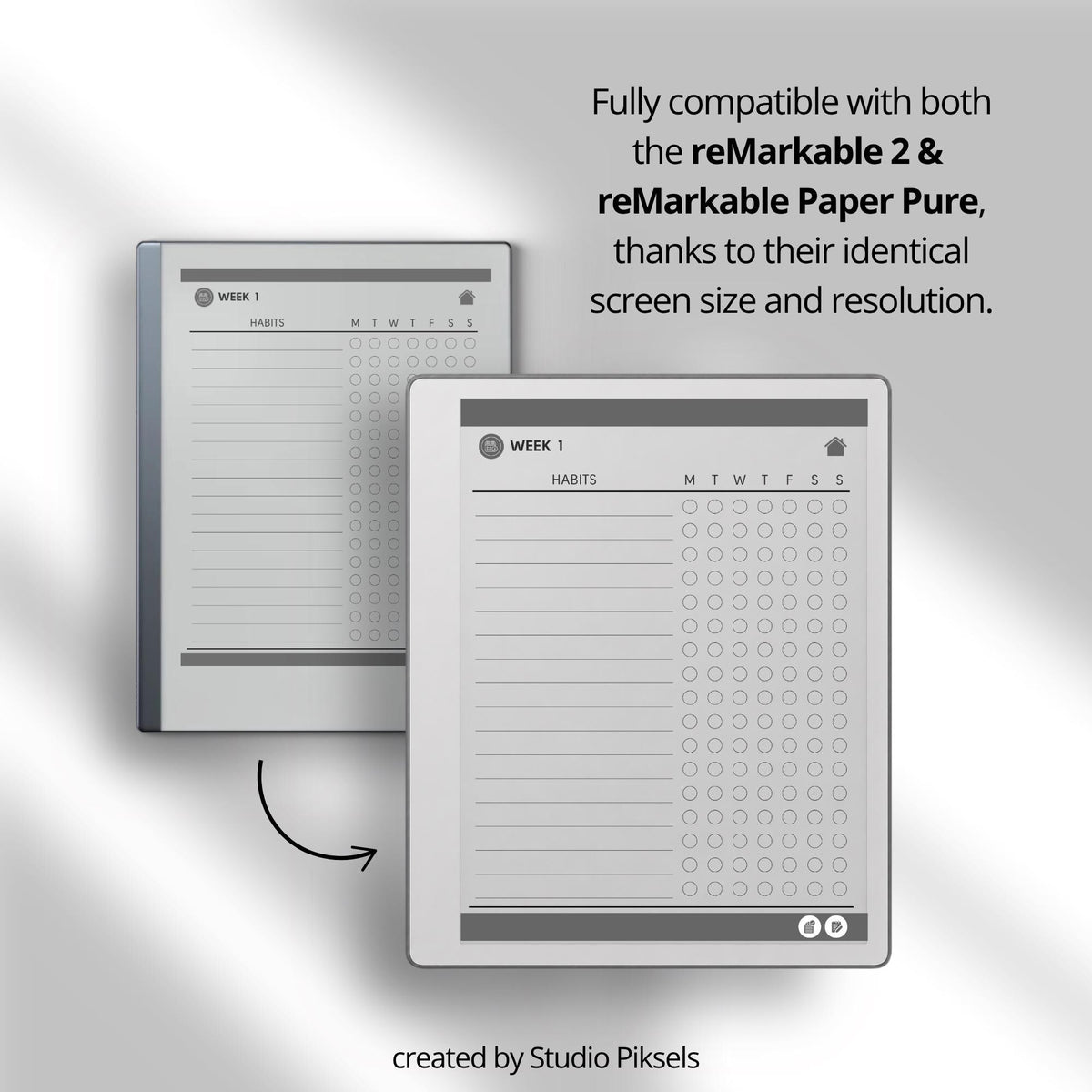 Weekly Habit Tracker for Remarkable Paper Pure