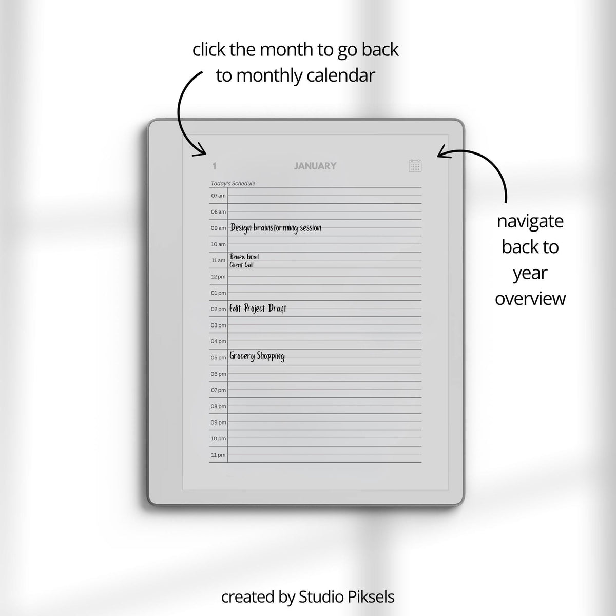2026 + 2027 Hyperlinked Daily Planner for reMarkable Paper Pure