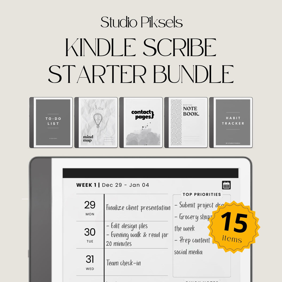 Starter Bundle for Kindle Scribe digital product preview.