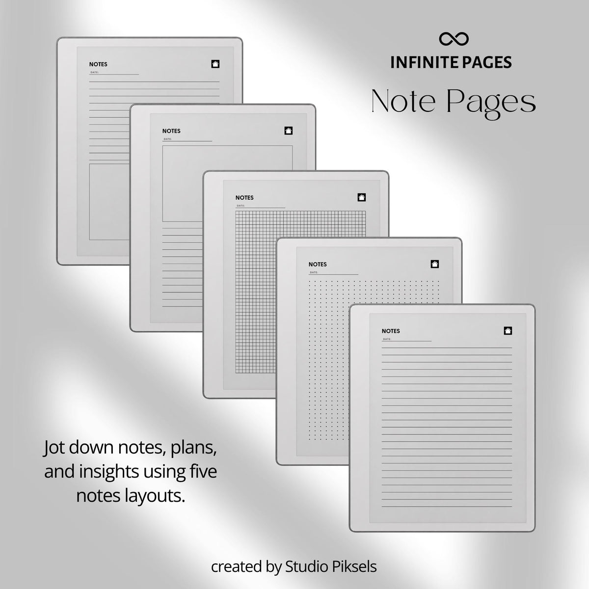 Hyperlinked Mental Health Journal for reMarkable 2 and reMarkable Paper Pure featuring emotional reflection, wellness tracking, guided journaling, and monochrome e-ink layouts.