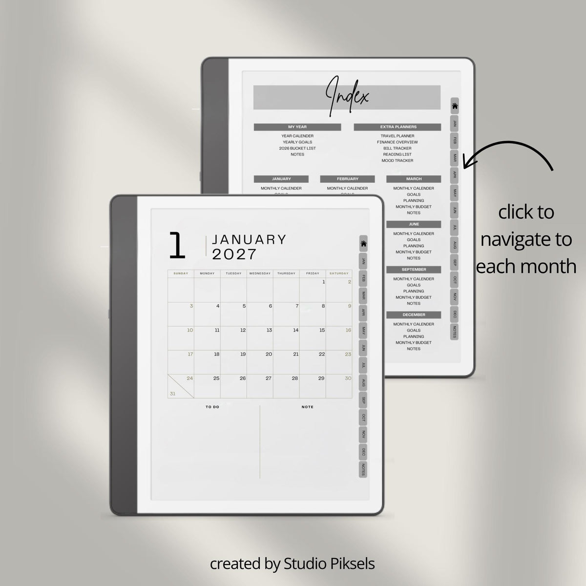 Organize two full years with clarity and structure using this 2026 and 2027 Planner Bundle designed for Kindle Scribe