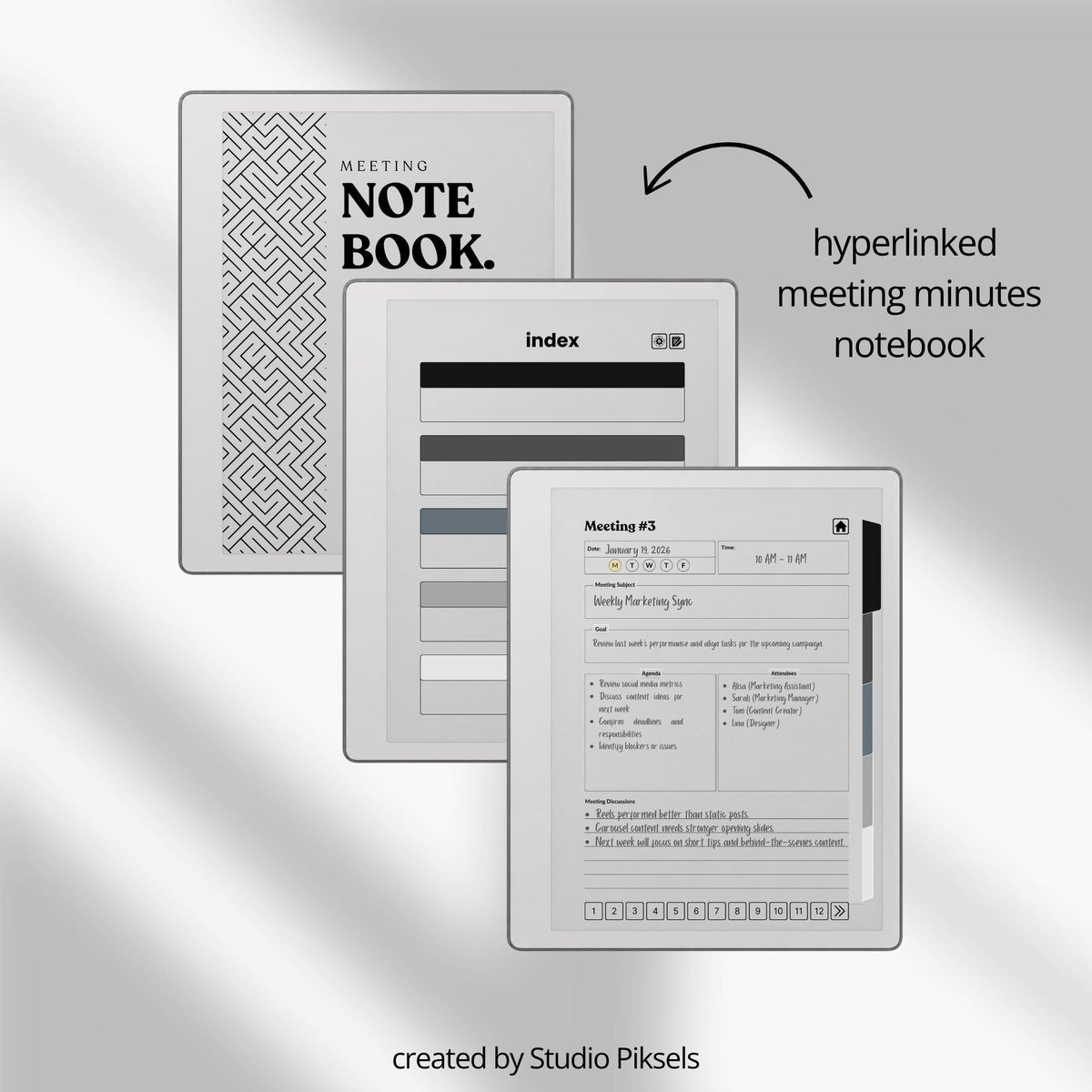 17-Piece Starter Bundle for reMarkable Paper Pure featuring digital notebooks, 2026 and 2027 weekly planners, trackers, journals, contact pages, password tracker, work planner, reading planner, and a 140-page puzzle and tracing book optimized for monochrome e-ink.