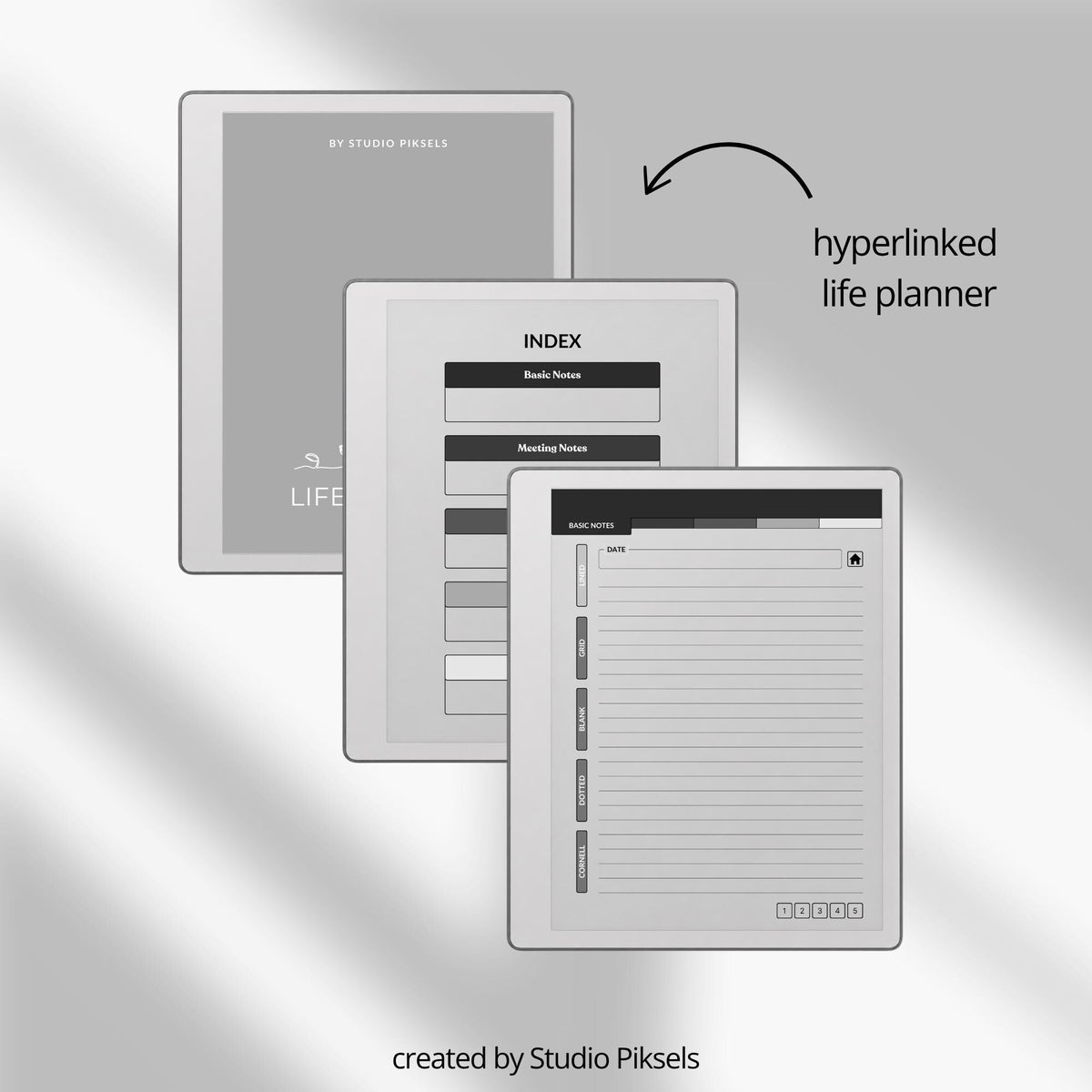 17-Piece Starter Bundle for reMarkable Paper Pure featuring digital notebooks, 2026 and 2027 weekly planners, trackers, journals, contact pages, password tracker, work planner, reading planner, and a 140-page puzzle and tracing book optimized for monochrome e-ink.