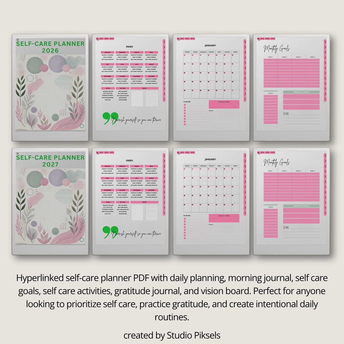 2026 + 2027 Self Care Planner for reMarkable Paper Pro