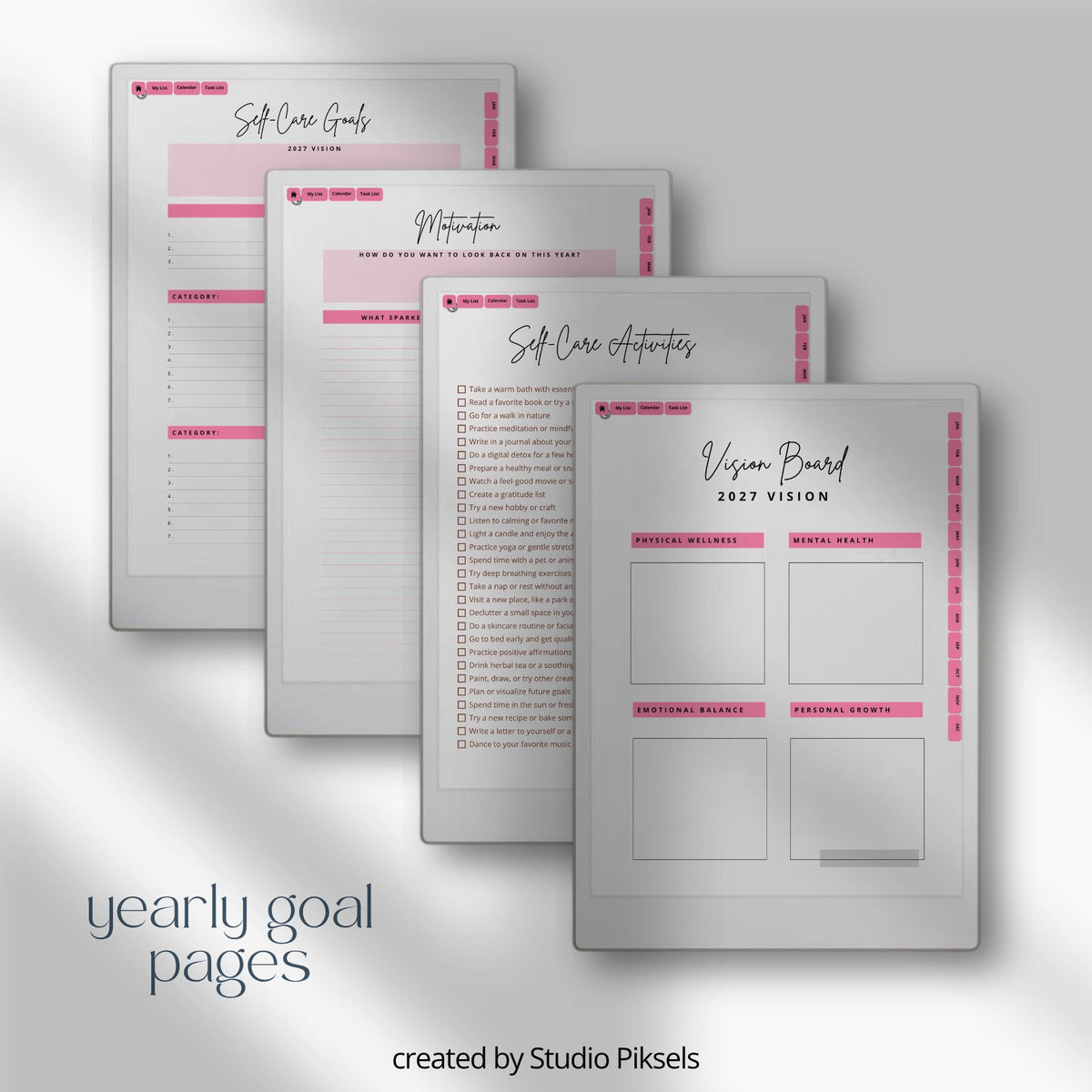 2026 + 2027 Self Care Planner for reMarkable Paper Pro