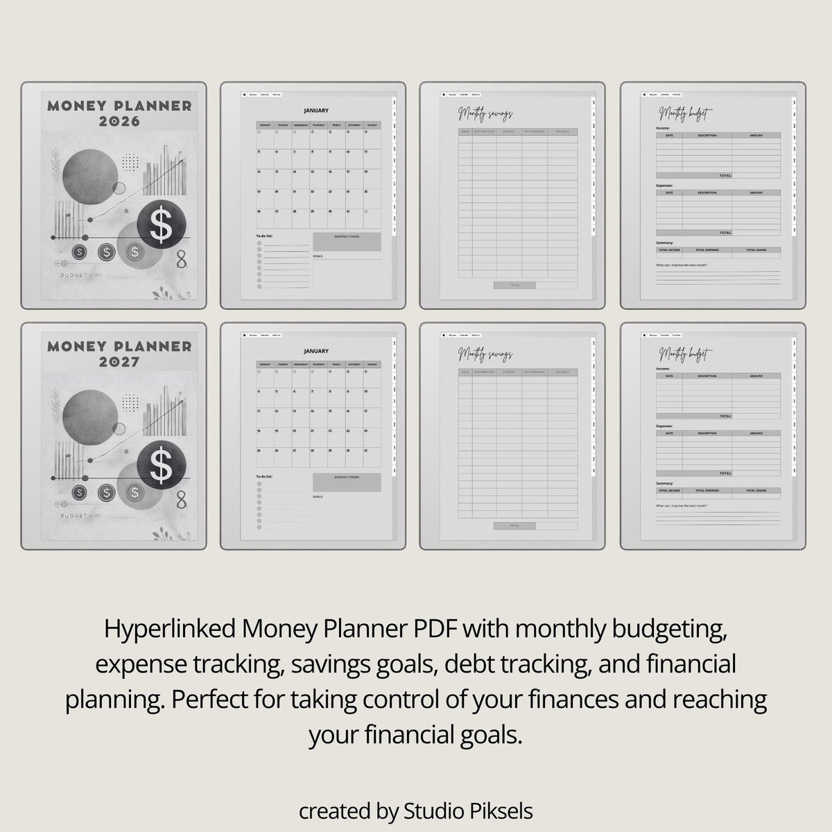 Plan yearly and monthly budgets using a hyperlinked budget planner on reMarkable 2.