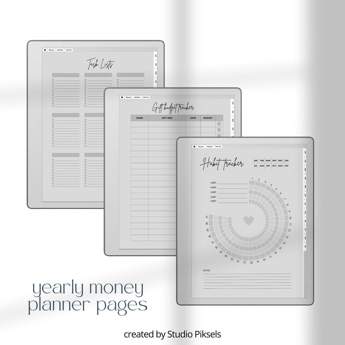 Plan yearly and monthly budgets using a hyperlinked budget planner on reMarkable 2.