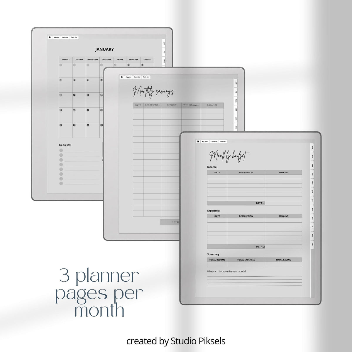 Plan yearly and monthly budgets using a hyperlinked budget planner on reMarkable 2.