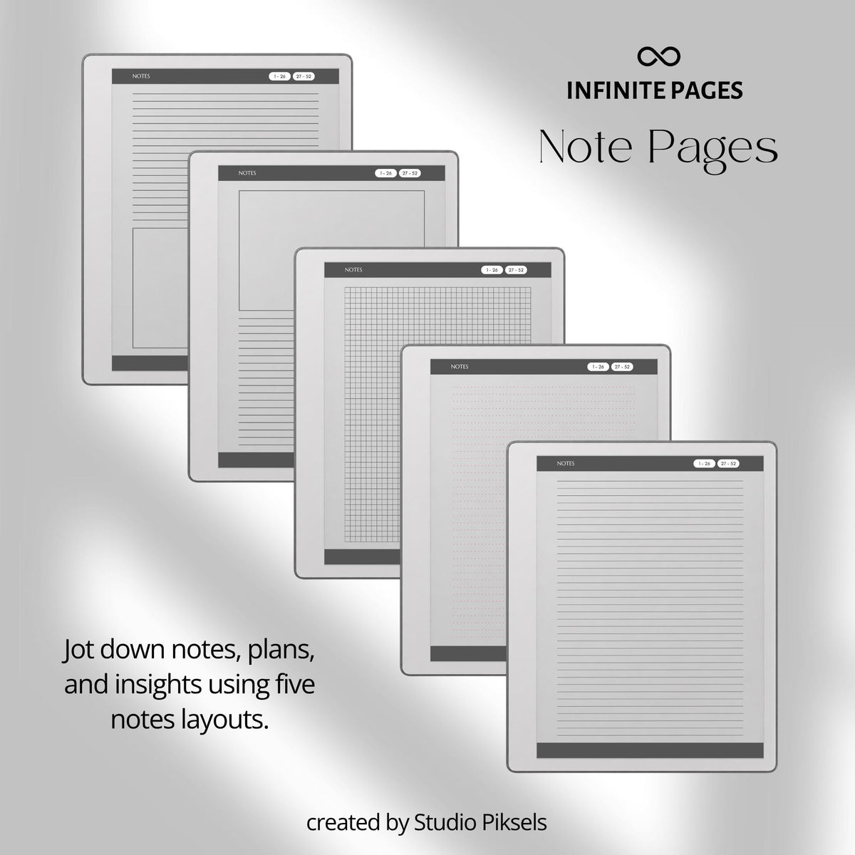 Hyperlinked Weekly Prayer Journal for reMarkable 2 and reMarkable Paper Pure with 52 weekly prayer pages, prayer lists, Bible study notes, and monochrome e-ink layouts.