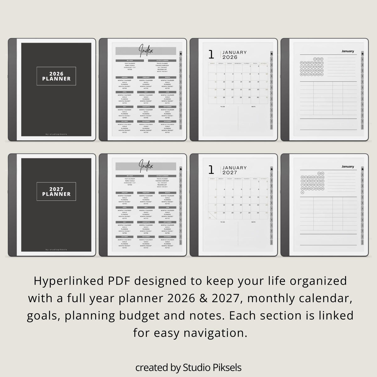 Organize two full years with clarity and structure using this 2026 and 2027 Planner Bundle designed for Kindle Scribe