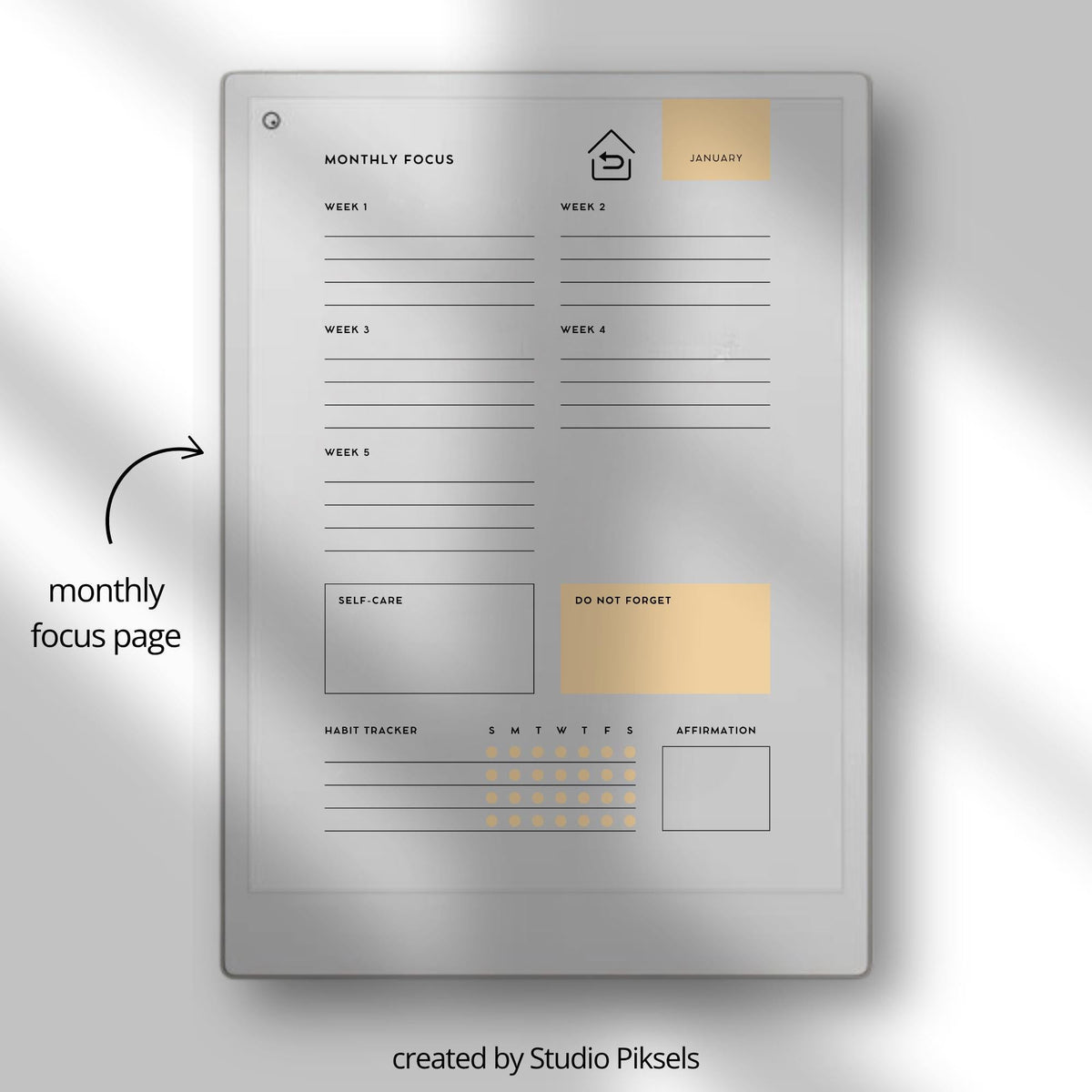 Stay organized throughout 2026 and 2027 with this hyperlinked monthly planner bundle for reMarkable Paper Pro. Designed for monthly planning, goal setting, habit tracking, and personal organization, this digital planner helps keep schedules, priorities, habits, and notes structured in one easy-to-use system.
