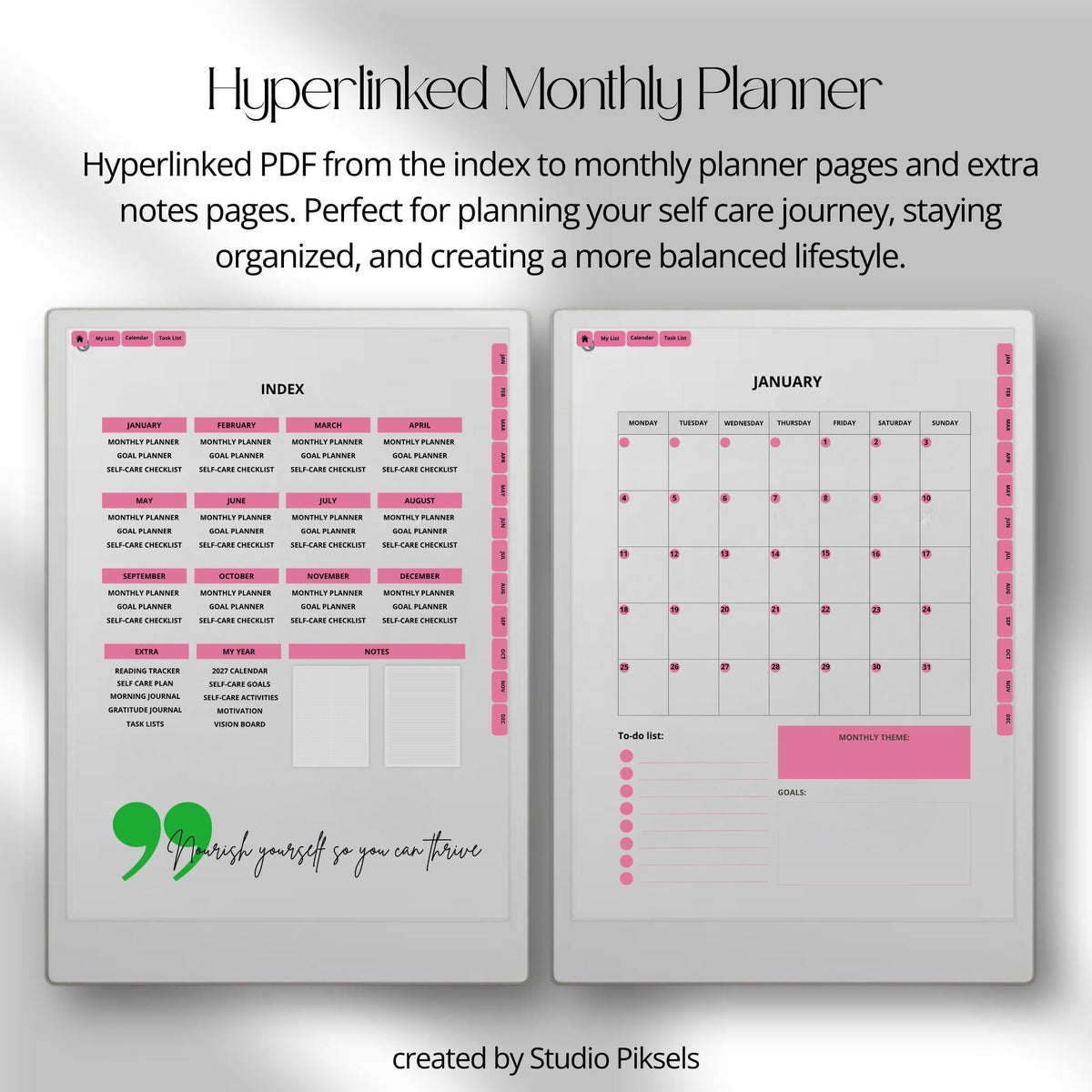 2026 + 2027 Self Care Planner for reMarkable Paper Pro