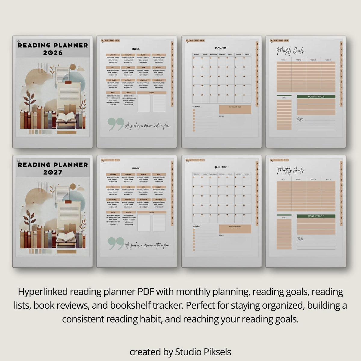 2026 + 2027 Reading Planner for reMarkable Paper Pro