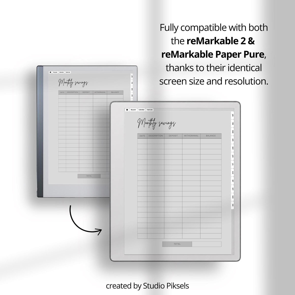 Plan yearly and monthly budgets using a hyperlinked budget planner on reMarkable 2.