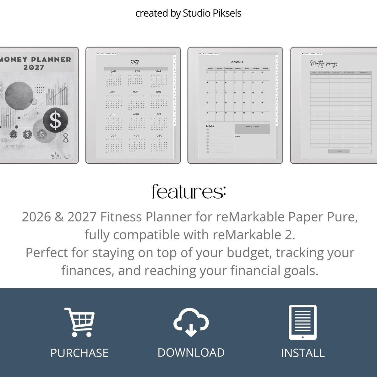 Plan yearly and monthly budgets using a hyperlinked budget planner on reMarkable 2.