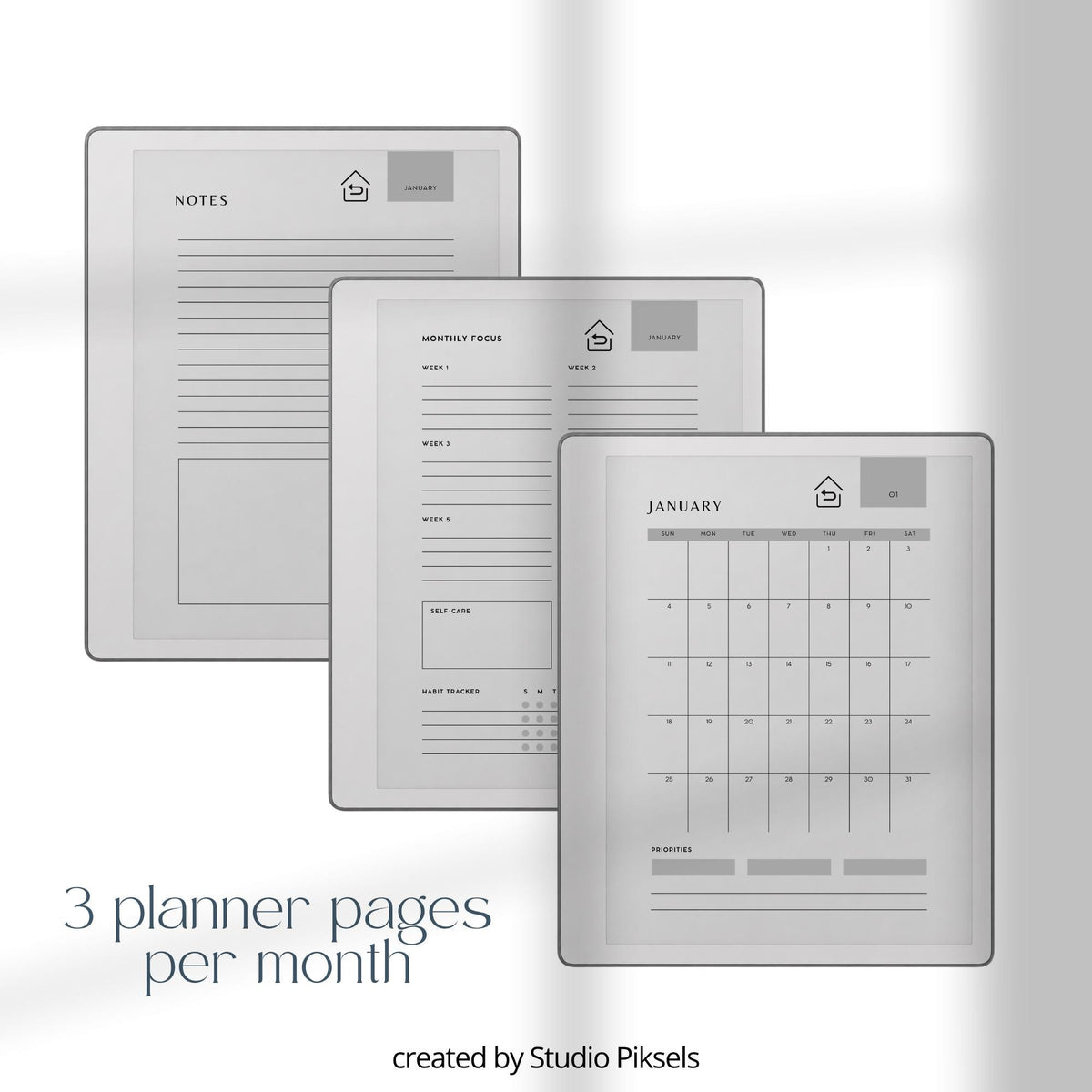 Stay organized throughout 2026 and 2027 with this hyperlinked monthly planner bundle for reMarkable Paper Pure. Also compatible with reMarkable 1 and reMarkable 2, this digital planner is designed for monthly planning, goal setting, habit tracking, and personal organization.
