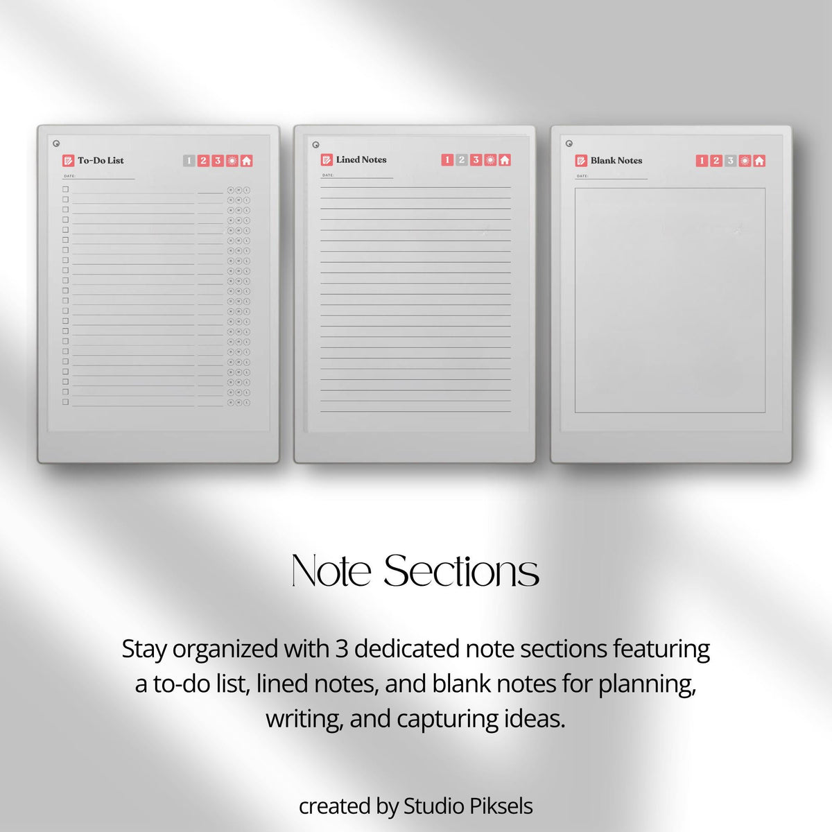 30-Day Morning Journal for reMarkable Paper Pro featuring 30 daily morning journal pages, to-do list, lined notes, blank notes, and hyperlinked navigation.
