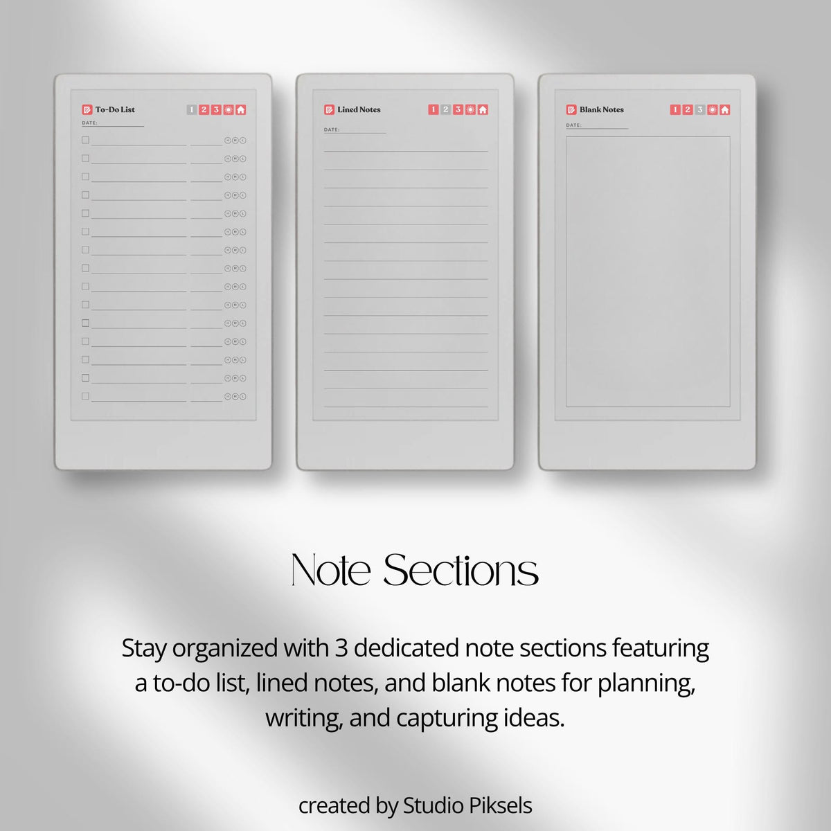 30-Day Morning Journal for reMarkable Paper Pro featuring 30 daily morning journal pages, to-do list, lined notes, blank notes, and hyperlinked navigation.