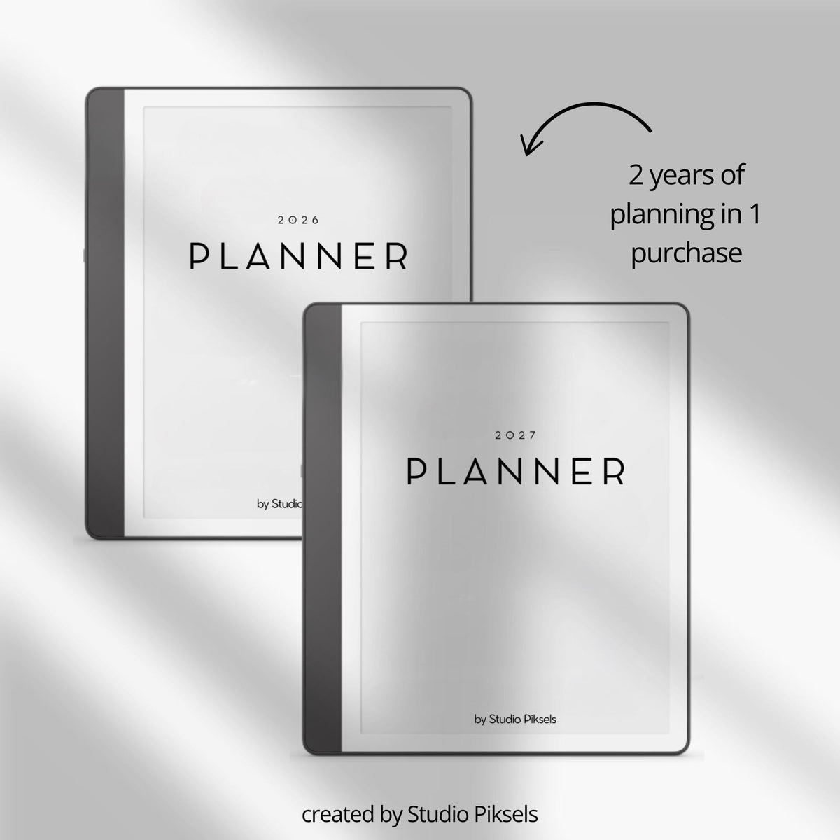 Stay organized throughout 2026 and 2027 with this hyperlinked monthly planner bundle for Kindle Scribe. Designed for monthly planning, goal setting, habit tracking, and personal organization, this digital planner helps keep schedules, priorities, habits, and notes structured in one easy-to-use system.