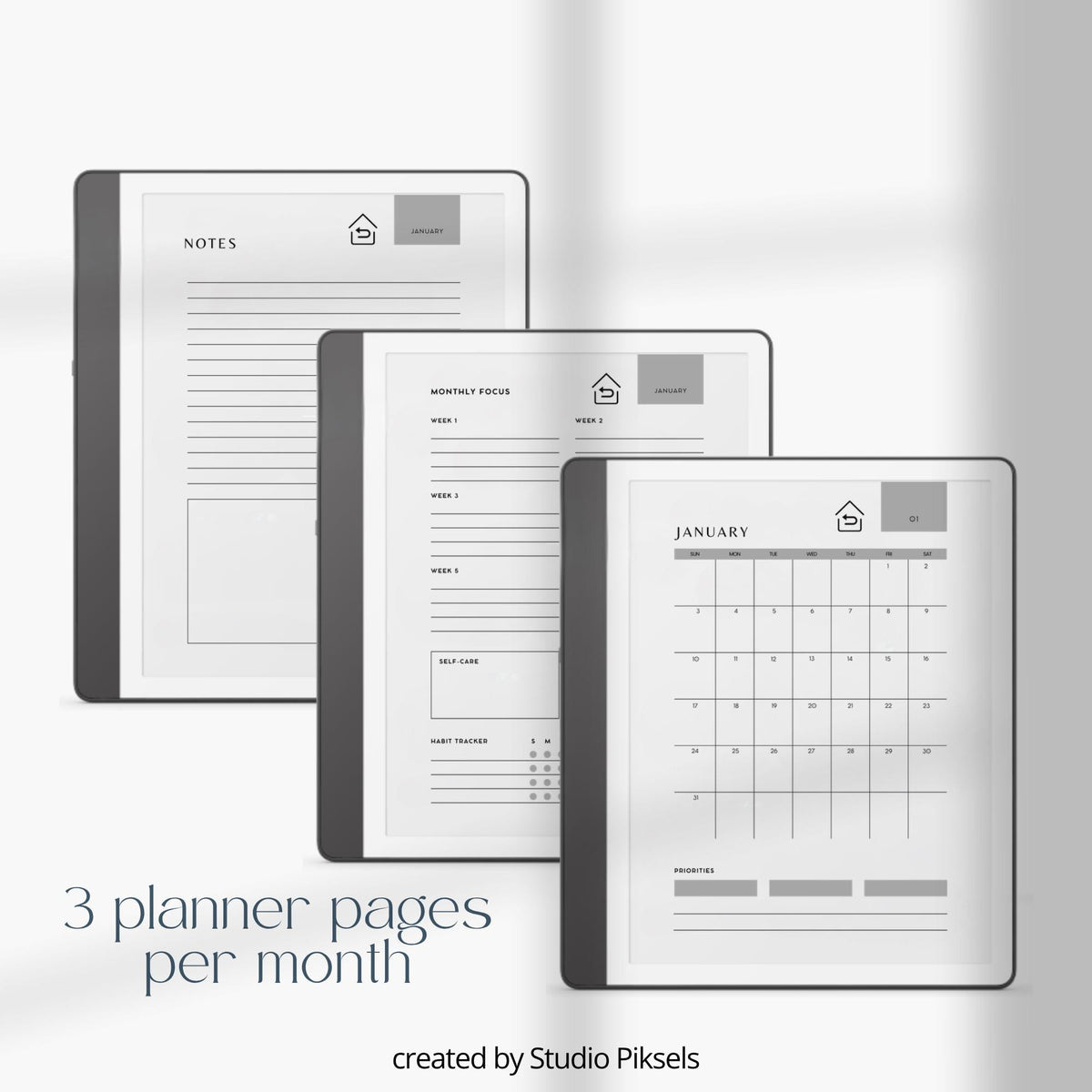 Stay organized throughout 2026 and 2027 with this hyperlinked monthly planner bundle for Kindle Scribe. Designed for monthly planning, goal setting, habit tracking, and personal organization, this digital planner helps keep schedules, priorities, habits, and notes structured in one easy-to-use system.