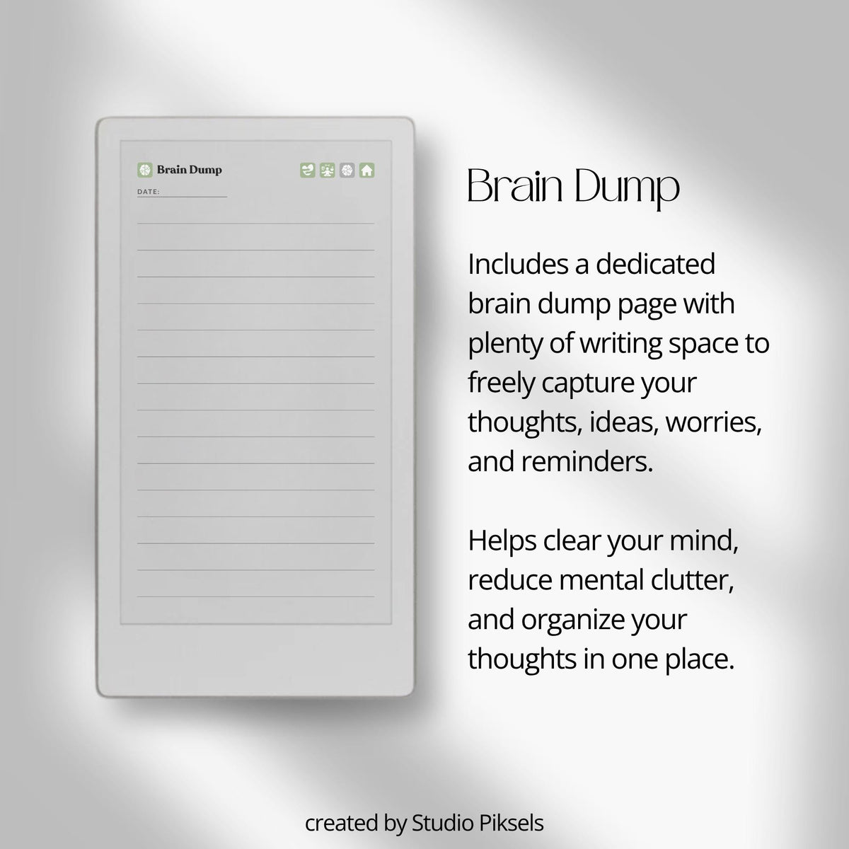 30-Day Self-Care Journal for reMarkable Paper Pro featuring daily self-care journal pages, habit trackers, brain dumps, and six bonus bingo cards