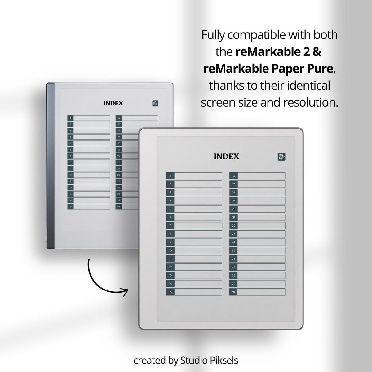 30-Day Self-Care Journal for reMarkable 2 and Paper Pure featuring 30 daily self-care sections, habit trackers, brain dumps, six self-care bingo cards, and a gray monochrome hyperlinked PDF layout.