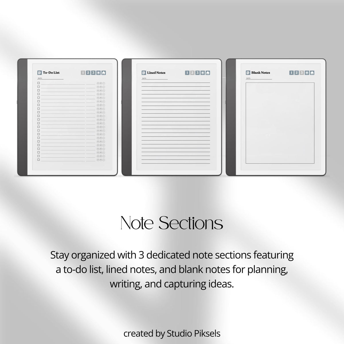 30-Day Morning Journal for Kindle Scribe featuring 30 daily morning journal pages, to-do list, lined notes, blank notes, and gray monochrome hyperlinked navigation.