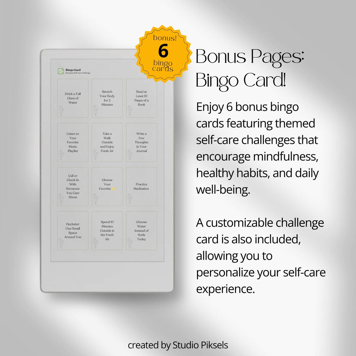 30-Day Self-Care Journal for reMarkable Paper Pro featuring daily self-care journal pages, habit trackers, brain dumps, and six bonus bingo cards