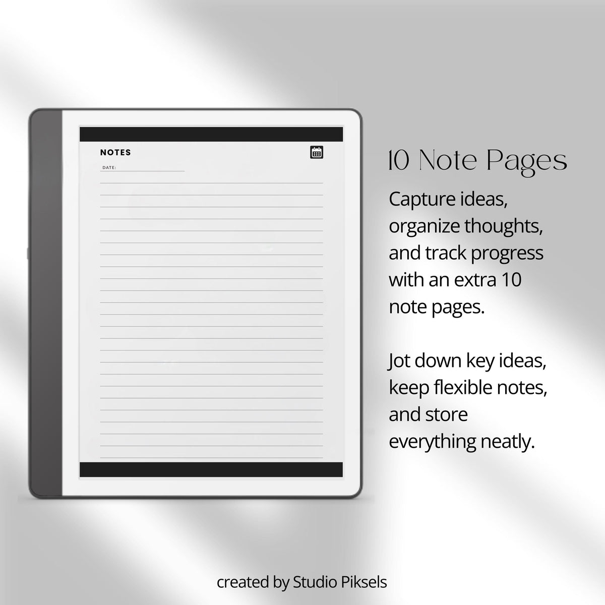 2026 Hyperlinked Planner for Kindle Scribe with quarterly overviews, monthly calendars, weekly planning layouts, and linked navigation.
