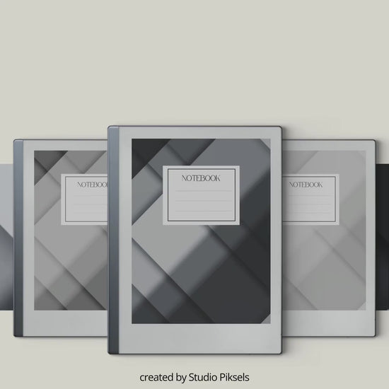 Cornell Notes Bundle for reMarkable 2 featuring three hyperlinked PDF notebooks with custom index pages, Cornell note layouts, side navigation tabs, home button links, extra lined pages, minimalist grayscale covers, and structured note-taking sections.