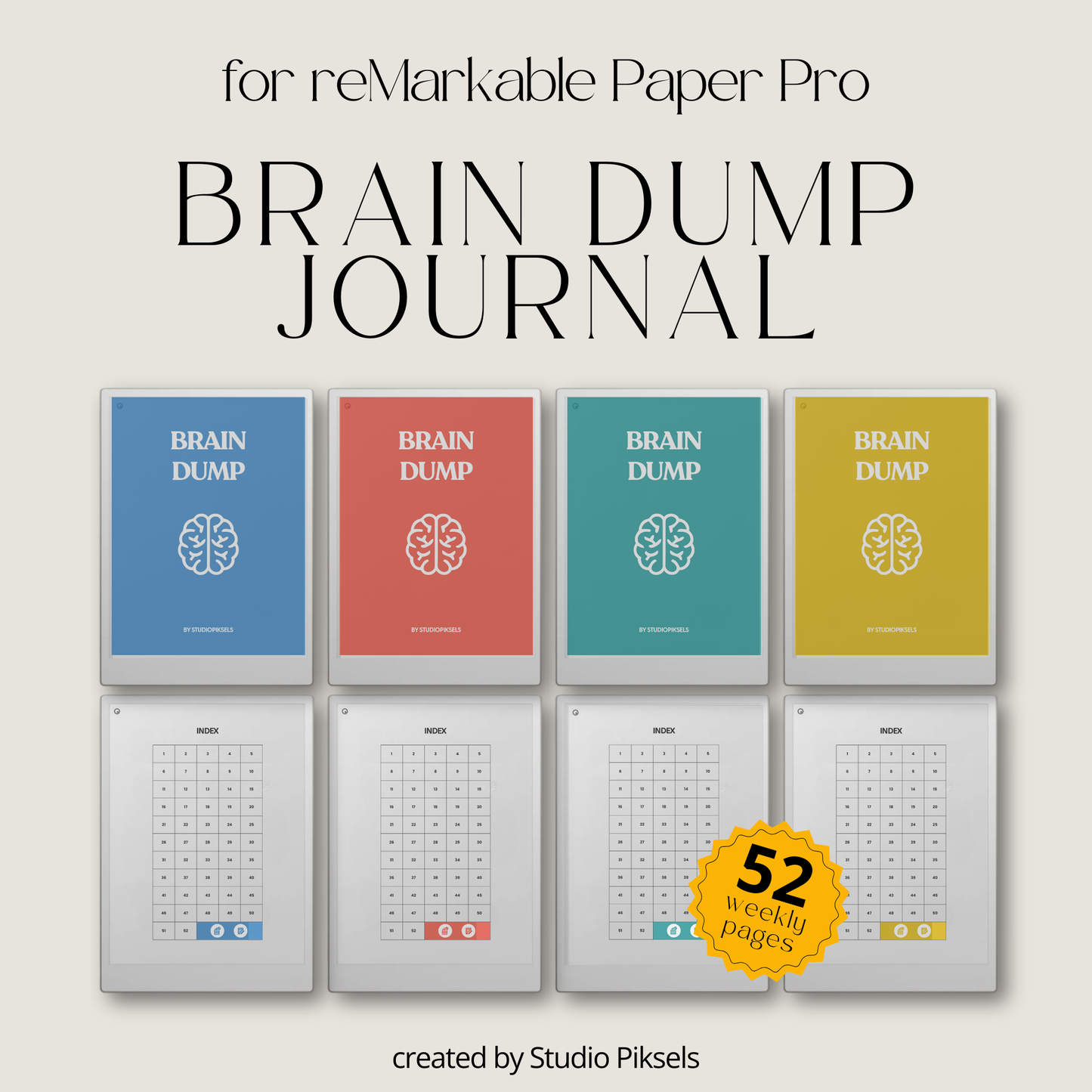 Brain Dump & Mental Clutter Journal for reMarkable Paper Pro