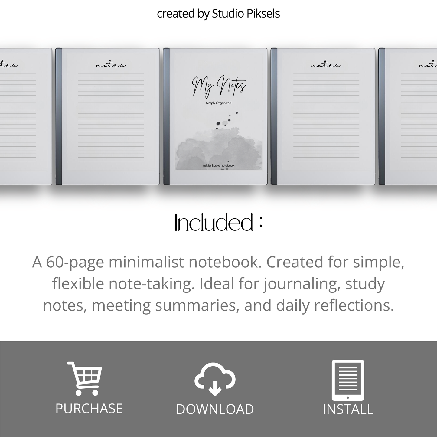 Minimalist Notebook With Lined Pages for reMarkable 2