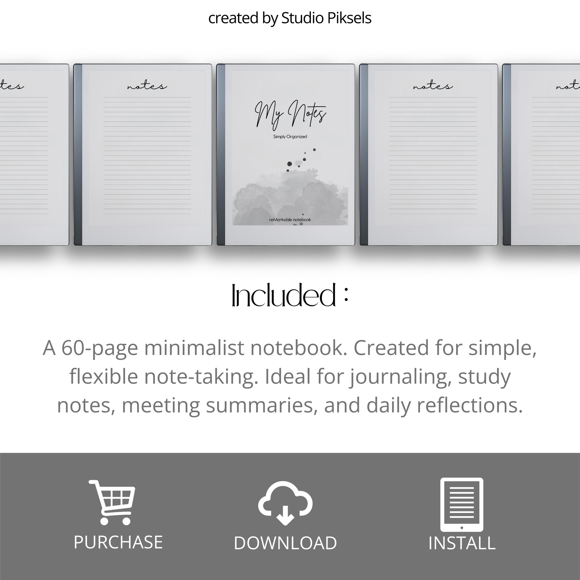 Minimalist Notebook With Lined Pages for reMarkable 2