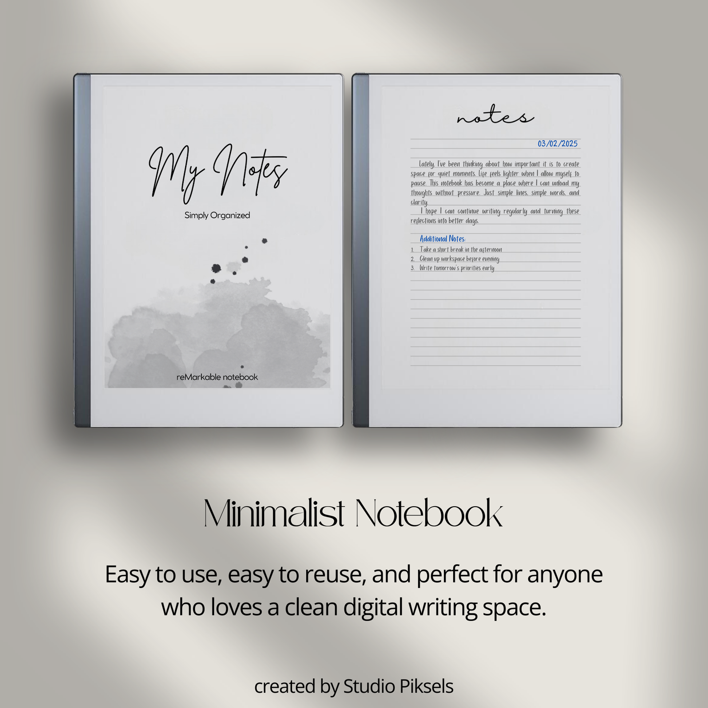 Minimalist Notebook With Lined Pages for reMarkable 2
