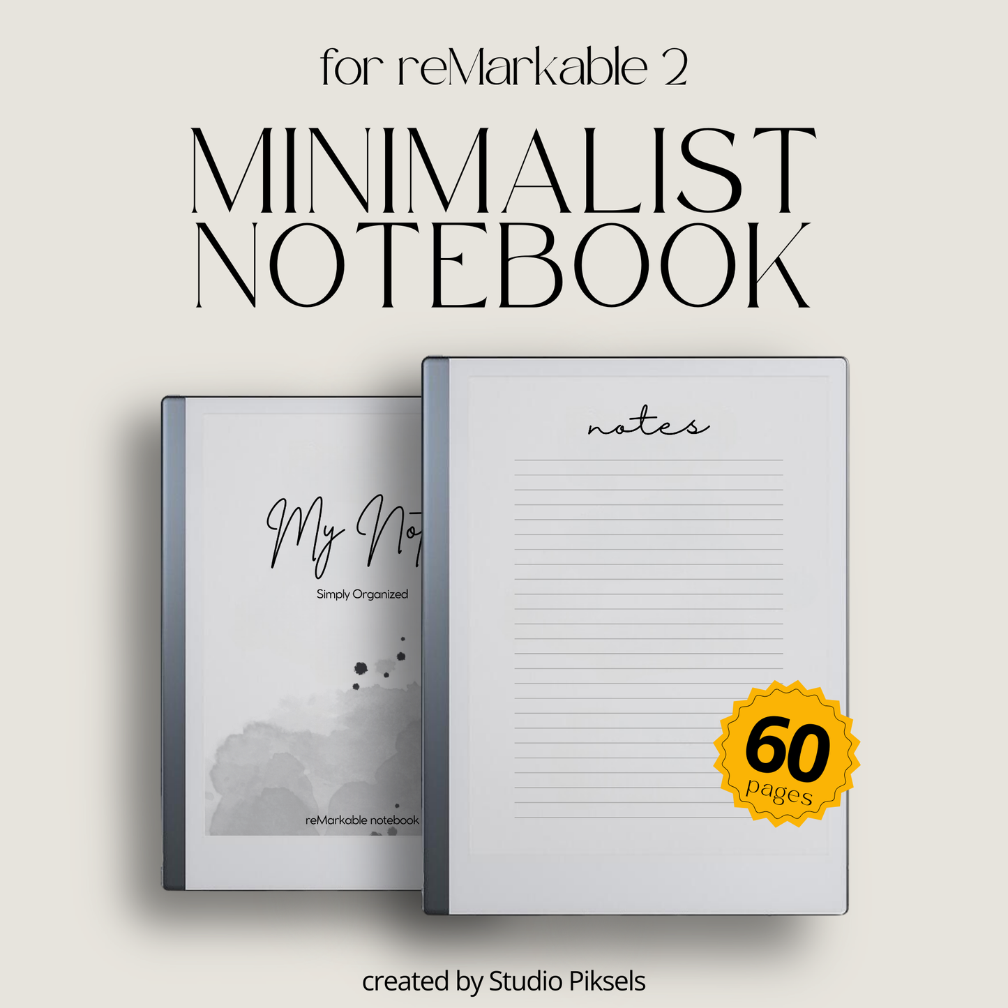Minimalist Notebook With Lined Pages for reMarkable 2
