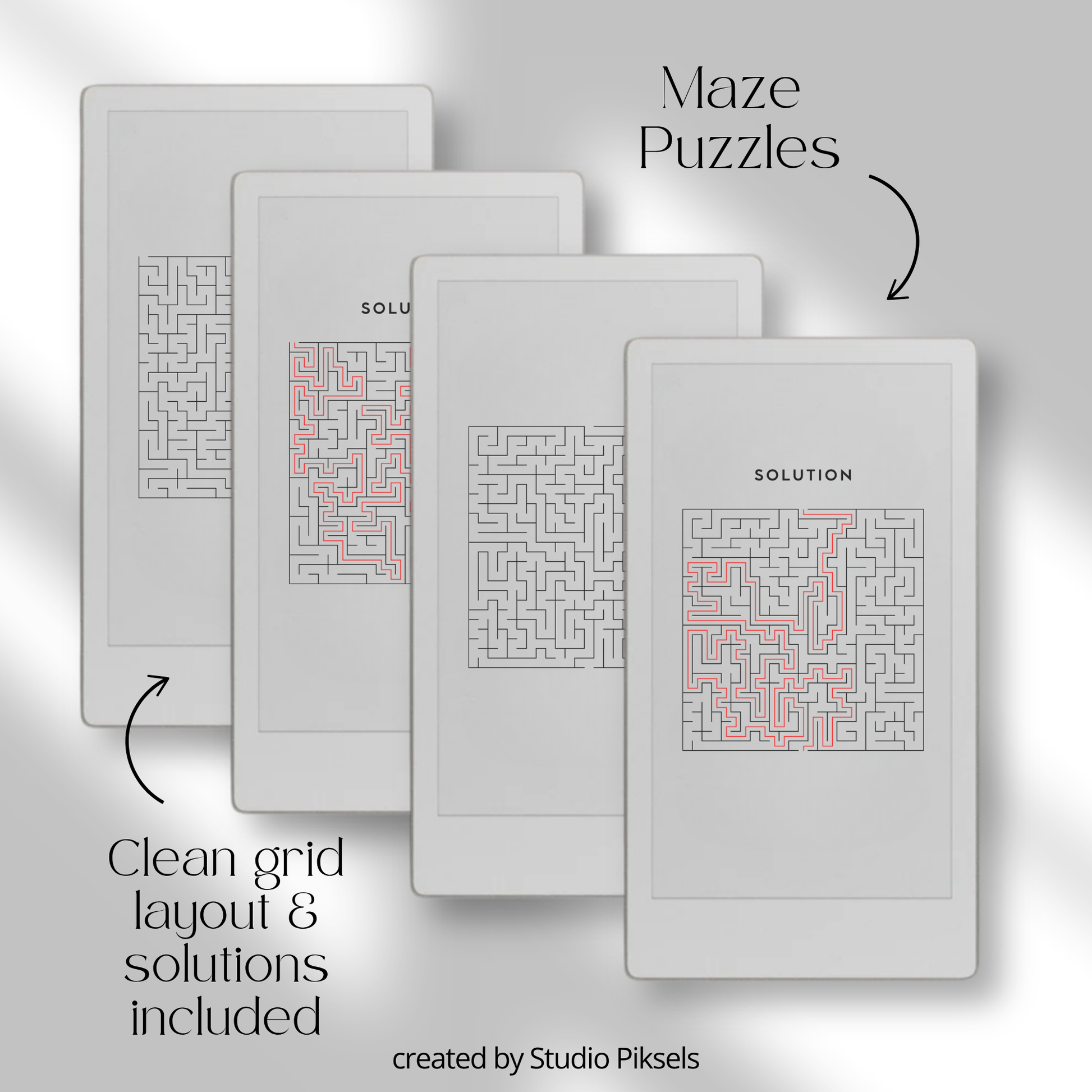 Puzzle Bundle PDF for reMarkable Paper Pro Move with Sudoku, Kakuro, maze puzzles, and logic games for brain training.