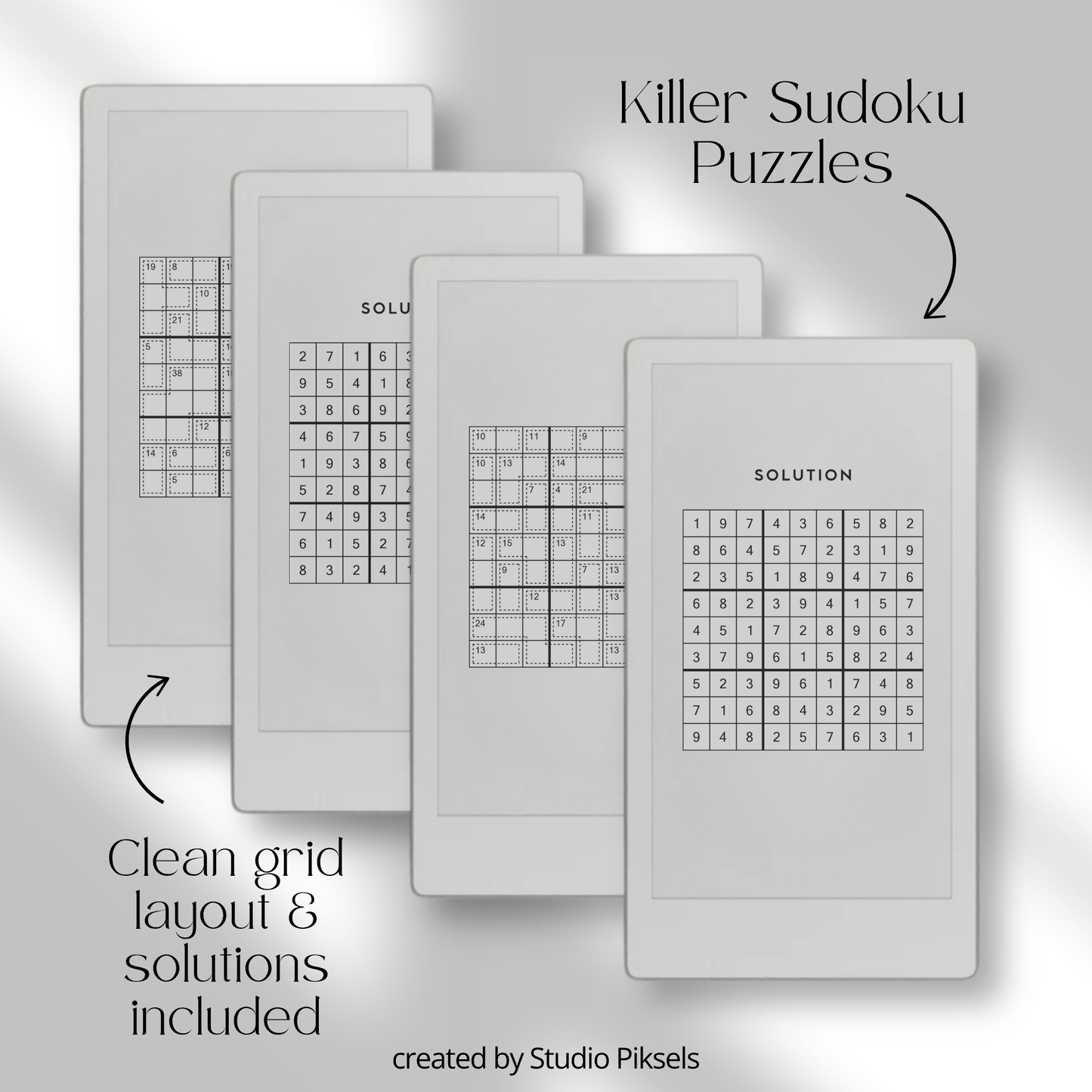 Puzzle Bundle PDF for reMarkable Paper Pro Move with Sudoku, Kakuro, maze puzzles, and logic games for brain training.