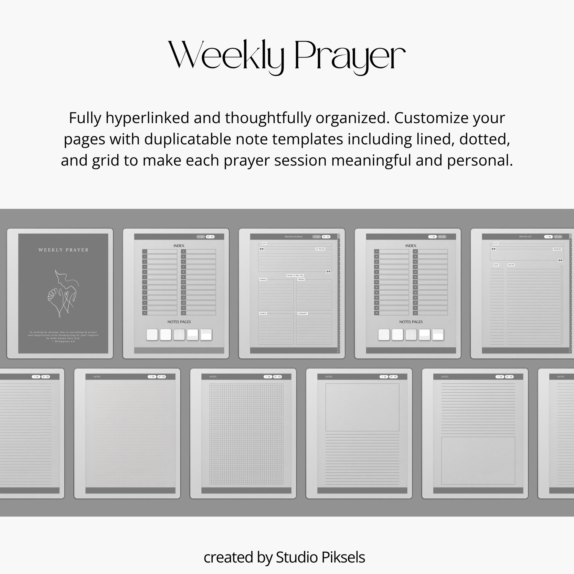 Bible Journal Bundle for reMarkable Paper Pure & reMarkable 2 with Bible study journals, sermon notes, prayer journal, devotion planner & hyperlinked templates.
