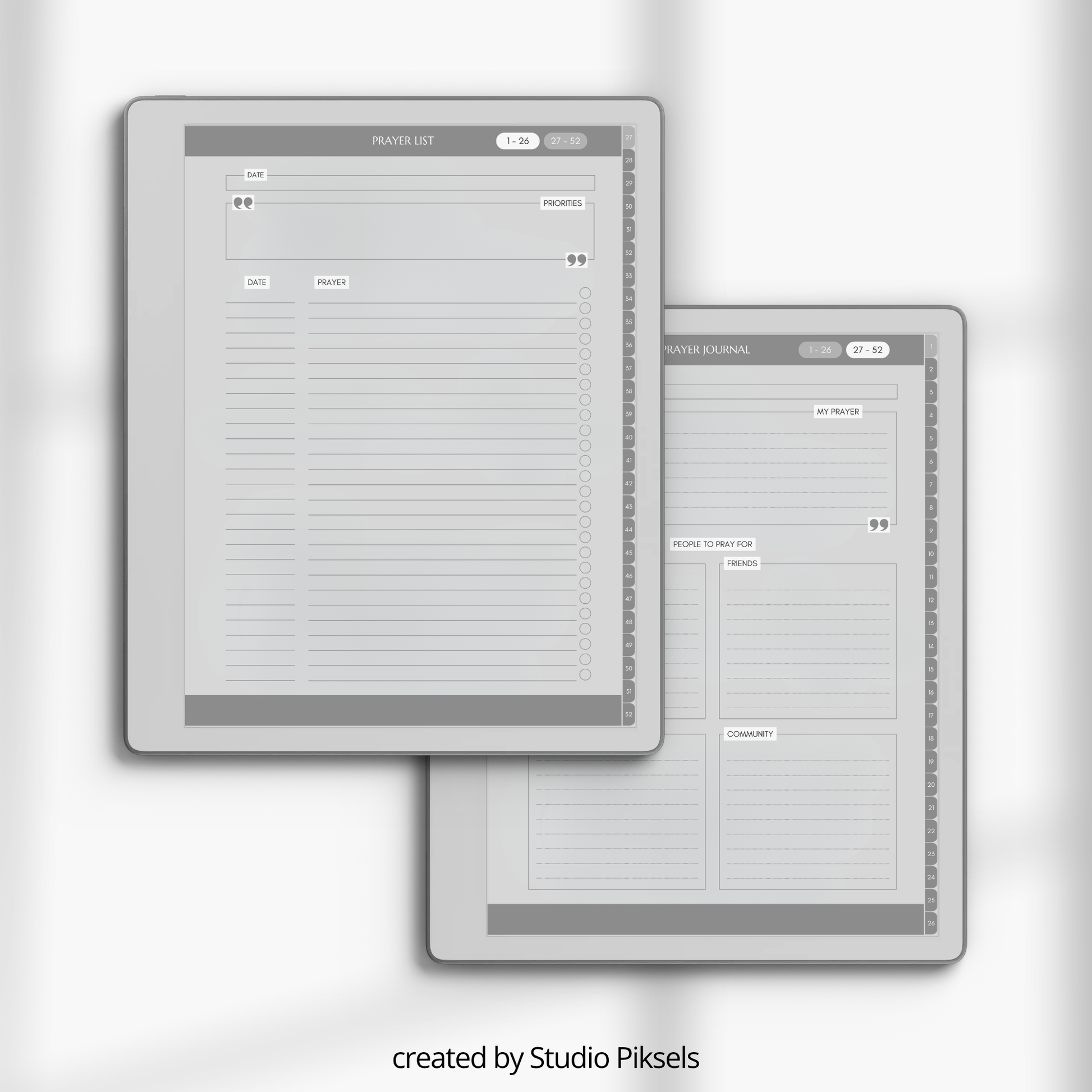 Bible Journal Bundle for reMarkable Paper Pure & reMarkable 2 with Bible study journals, sermon notes, prayer journal, devotion planner & hyperlinked templates.